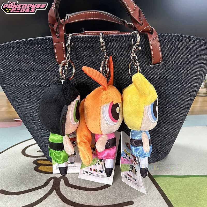 Kaii Anime Powerpuff Girl Flower Bubble Butter Cup 13cm Pp Cotton Filled Plush Keychain Cartoon Pendant Doll W250116