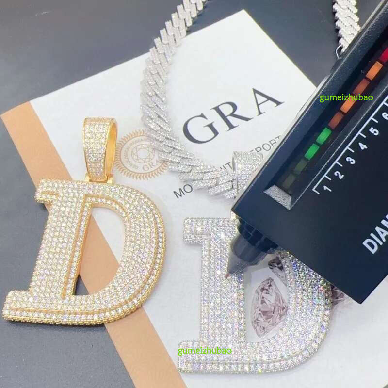 A-Z Sterg Sier Shiny Moissanite Letter Pendant with 3mm 24inch Rope Chain Jewelry for Men Women Nice Gift
