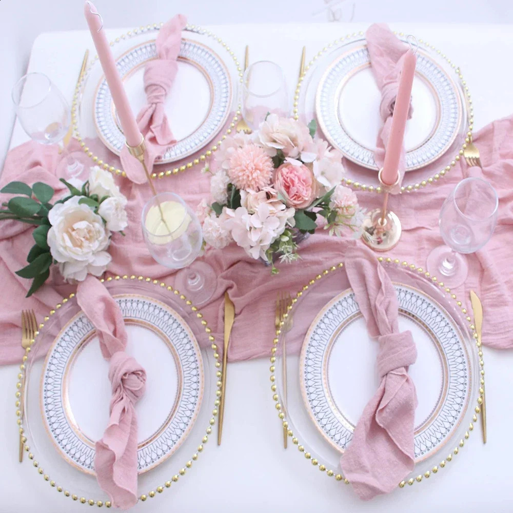 10Pack 30x30cm Pink Sewing Cloth Napkins Cotton Factory Wholesale Fabric Serviette Gauze Table Towels Wedding Decoration 250108