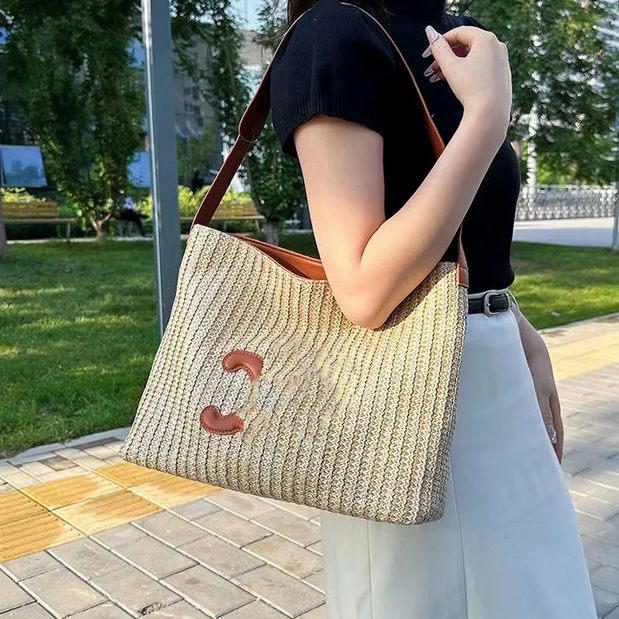 Beach Bag Casual Rattan Large Capacity shopping bag vegetable basket Designer Totes Wicker Woven Straw Women Handbags Panier Palm Leaves Lady Shoulder Crossbody