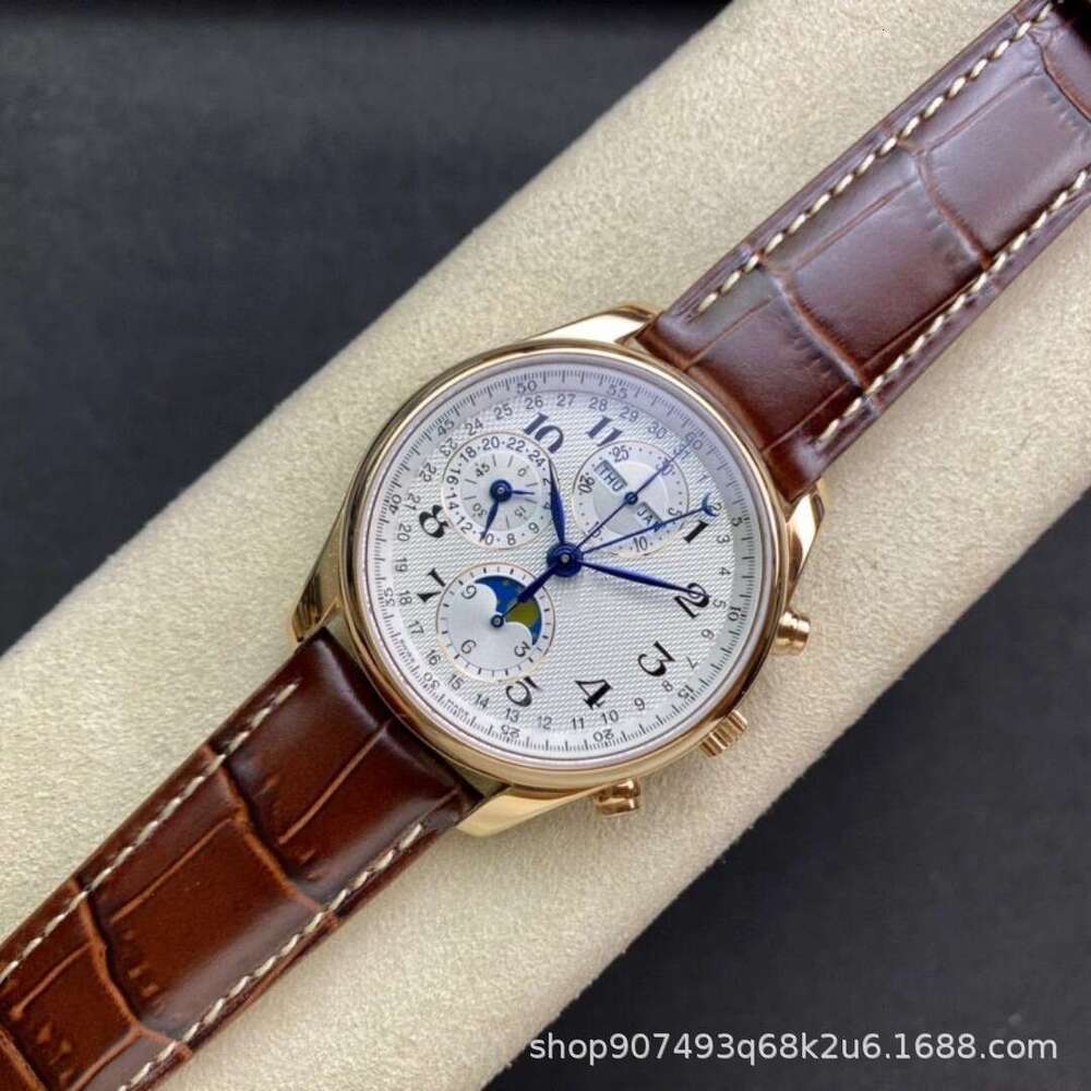 Master Craftsman Moon Phase Eight Needle Multifunctional Chronometer for Men, Fully Automatic Mechanical Hollow out