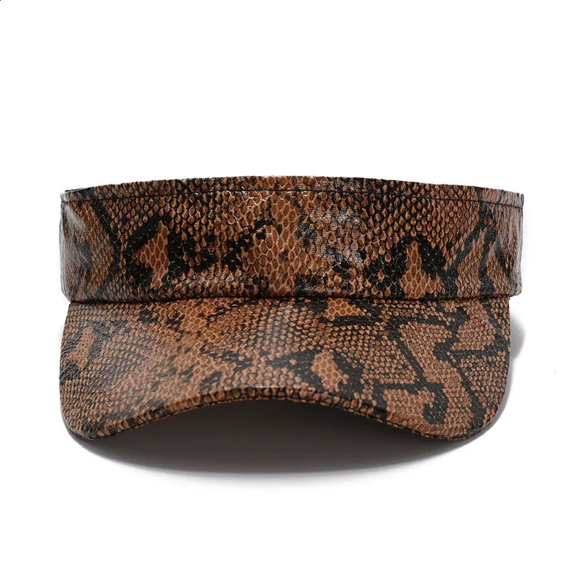 Men Womens PU Leather Snakeskin Visor Cap Sun Protection Beach Traveling Club Visor Hat Red Blue Brown 250115