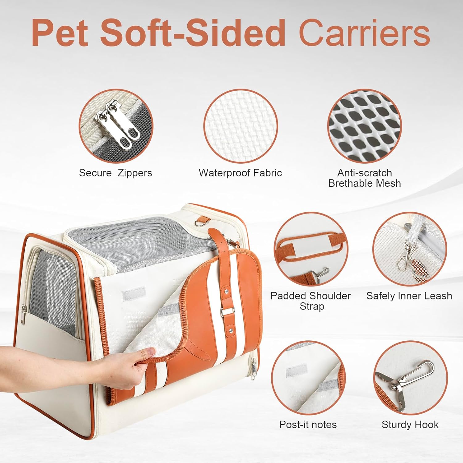 Cat Carrier Soft-faced Cat Carrier Kitten Carrier with balanced ventilation and privacy 22 lb Max load dog travel bag for large cats
