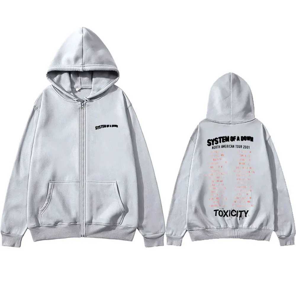 Rock Band System of A Down Tour Zipper Hoodie Mens Retro Harajuku Zipper Jacket Mens Extra Large Zipper Sweatshirt X250125