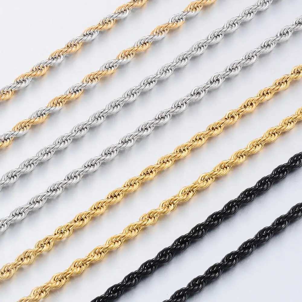 Width 2/3/4/5/6mm 316L Stainless Steel Gold Color Twisted Rope Chain Necklace For Mens and Womens Jewelry wholesaleXJ250121
