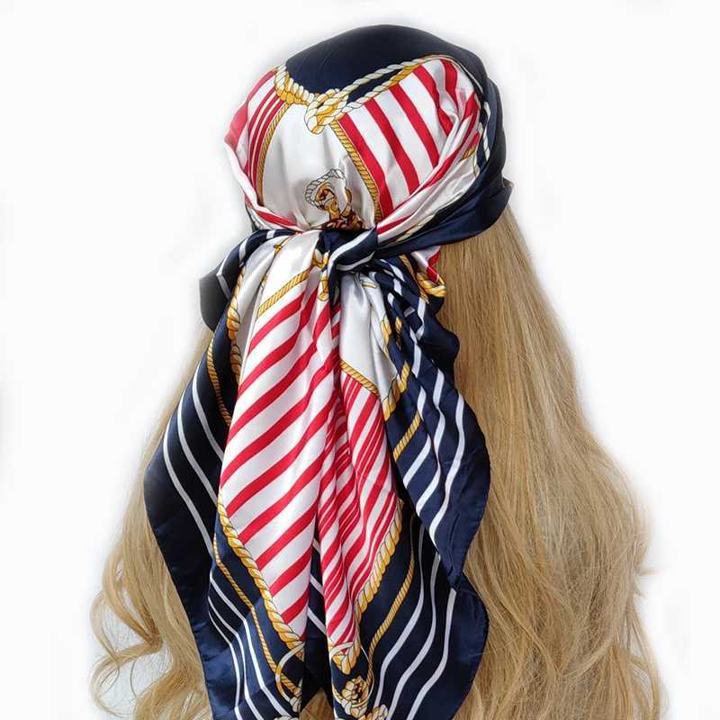 2023 new 90*90cm Fashion Imitated Silk Scarf Ladies Outdoor Print Luxury Neck Hair Decorate Headband Small Kerchief Soft Wr W250118