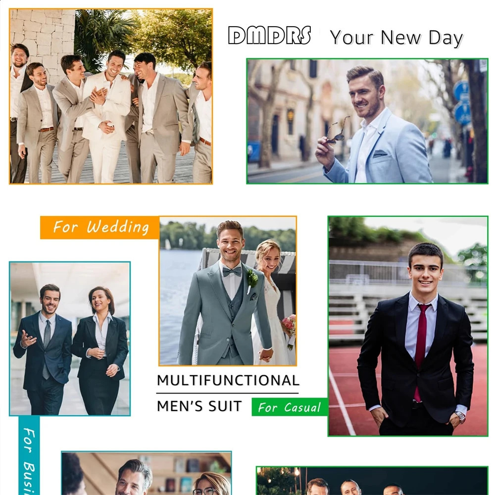 Two Pieces Straps Mens Suit Set Double Breasted Blazer and Black Pants Slim Fitting Tuxedo Wedding Party Formal Suits for Men 250121