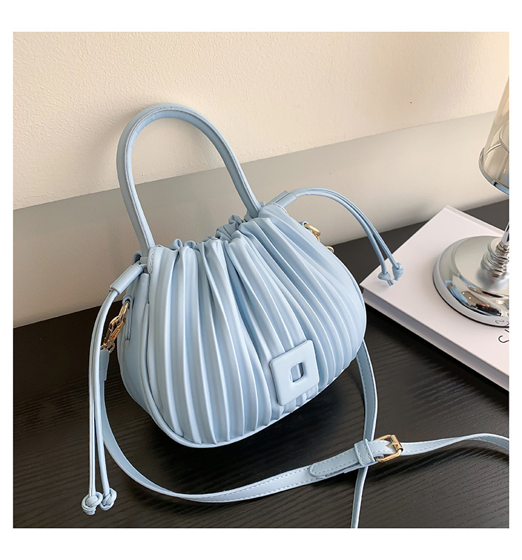 Wrinkle Pocket For Women's Bag 2025 New Drawstring Bucket Handheld Fashion Trend Texture Single Shoulder Crossbody