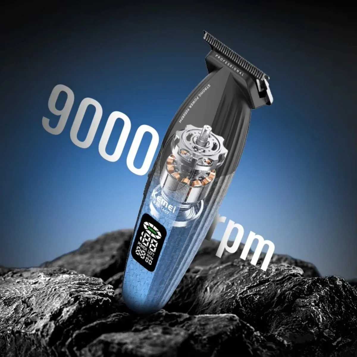 Kemei Trimmer Professional Trimmer 9000 RPM Hair Clippers Brushless Motor Haircut Mane Electric Hair Trimmer for Men KM-1669W250117