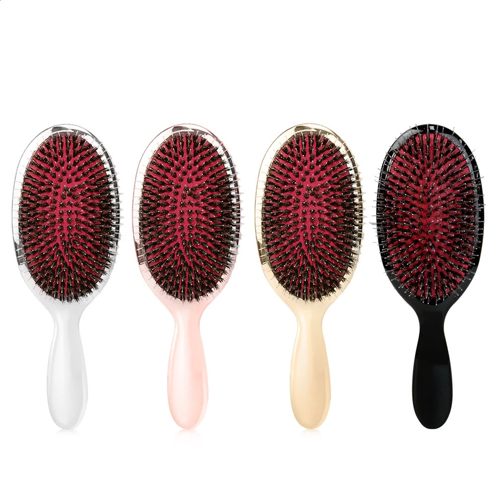 Color Boar Bristle Paddle Hair Brush Anti Static Hair Comb Hairdressing Massage Comb set with Cleaning comb accessory 250120