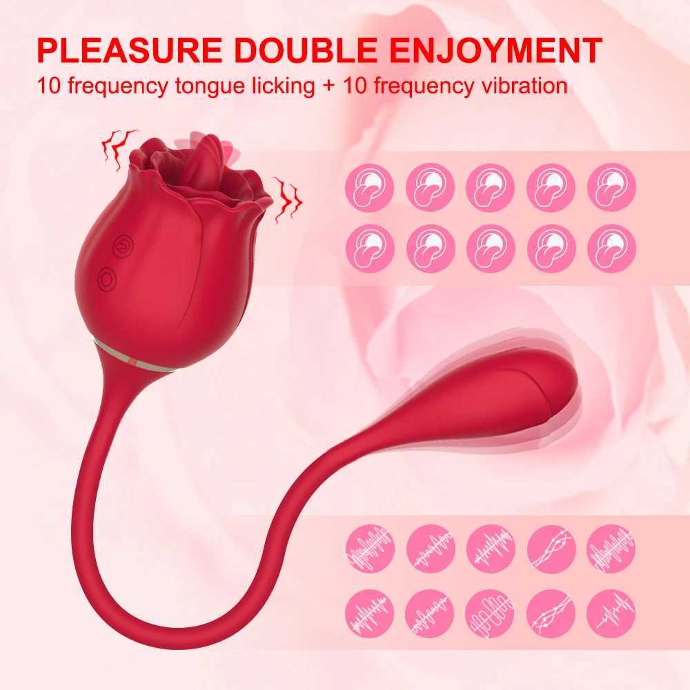 Rose Vibrator Female Tongue Licking Nipple Stimulator Sucking Clitoris Vagina Massager Vibrating Egg Dildo Sex Toys for Women W250117