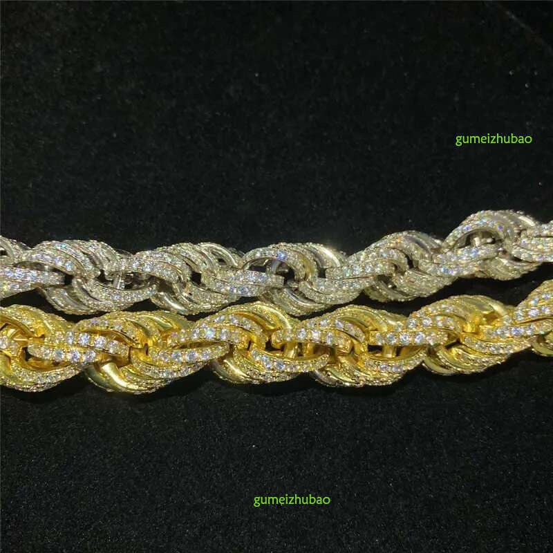 Twisted Moissanite S 10k 14k Solid Gold Hip Hop Men Jewelry Cuban Necklace Iced Out Vvs Dia Rope Chain