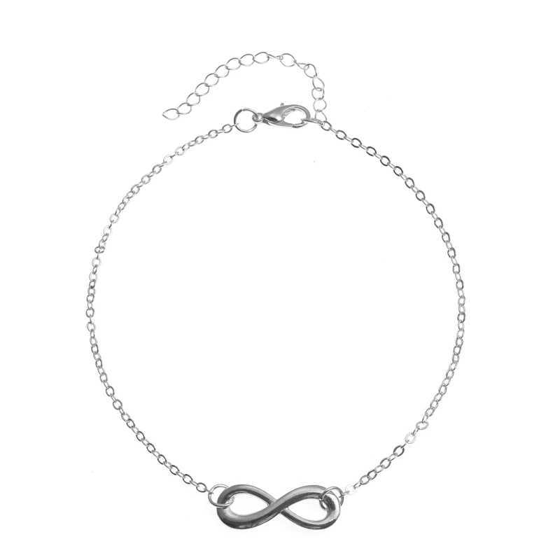 Tren Gold Sliver Color Simple Infinity Chain Anklets For Women Beach Foot Jewelry Leg Chain Ankle Bracelets Women AccoriesXJ250121