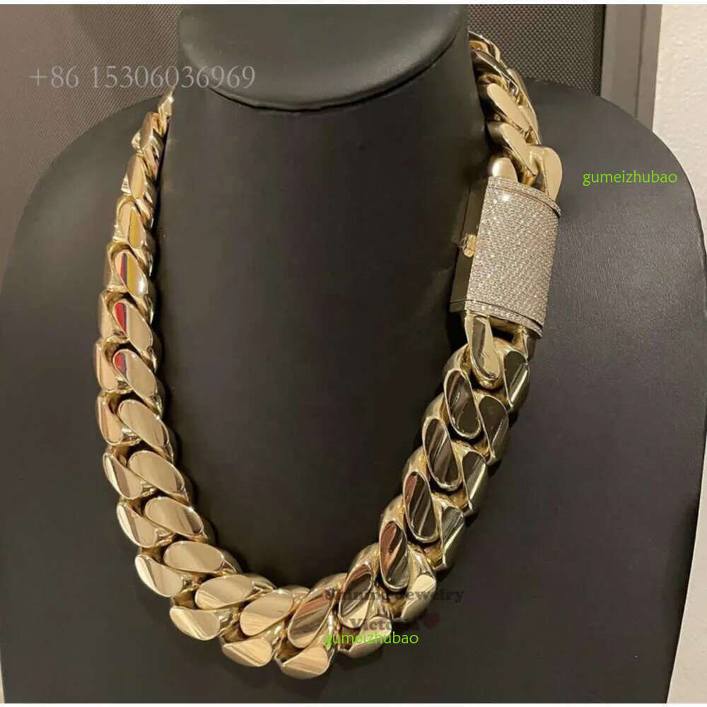 Hip Hop Jewelry Men Thick Miami Necklace 28Mm 24 1Kilo Gram 14K Gold Plated Plain Style 999 Sier Cuban Chain Men's jewelry necklace
