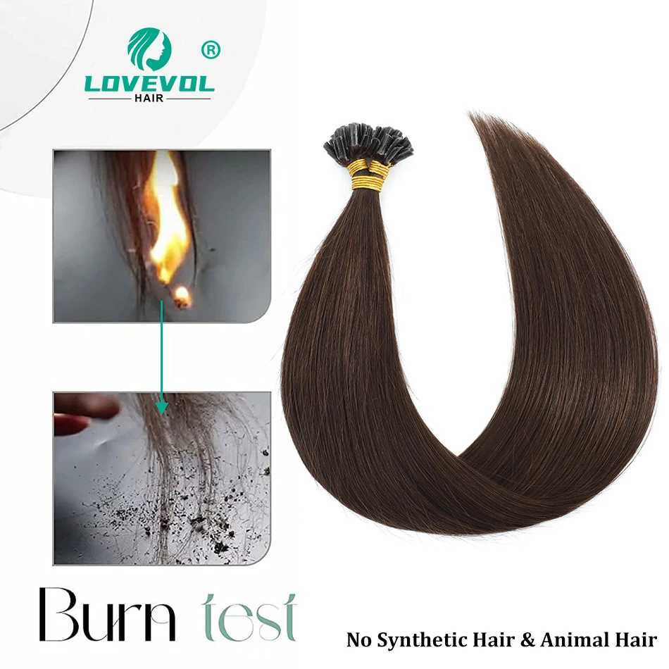 U-shaped pointed hair extensions human hair dark brown UTips hot fusion Remy hair extensions brown blonde highlights U-shaped pointed hair W250113