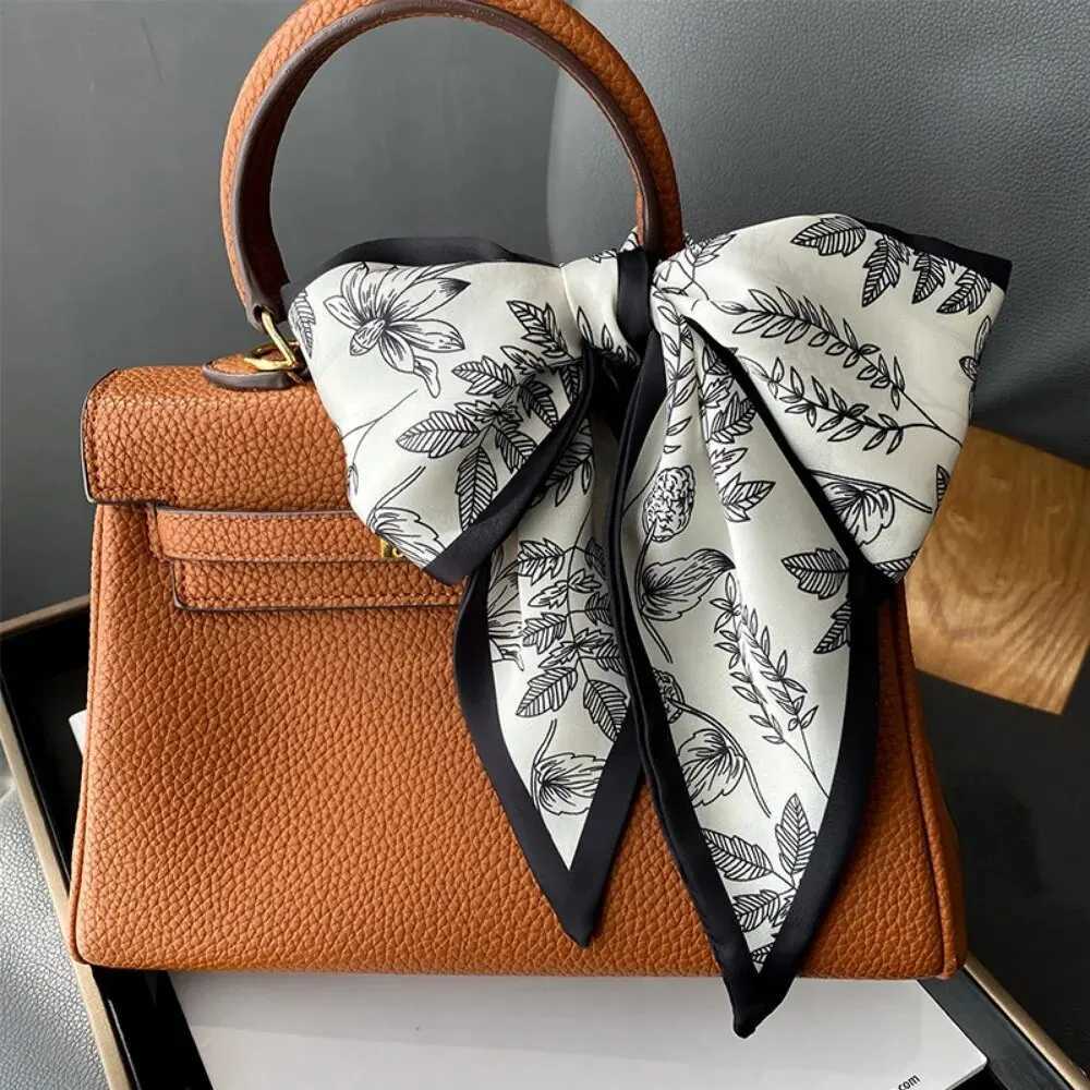 Fashion Print Hair Ribbon Scarf Women Neck Tie Bag Silk Skinny Headscarves Ladies Foulard Floral Bands 2024 New W250118