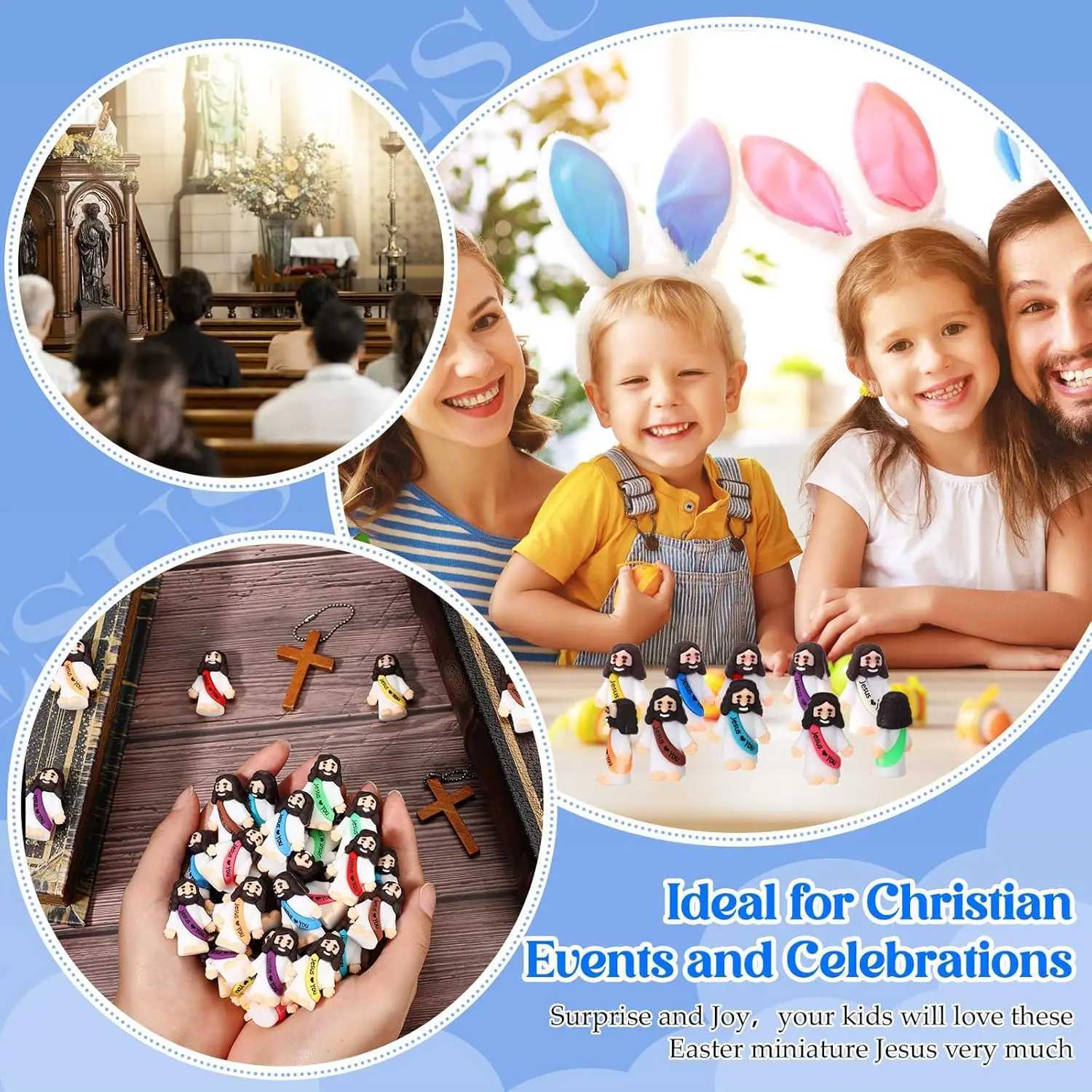 5/10/50 Mini Jesus Statues Easter Jesus Love You Jesus Toys School Religious Party Gifts Easter Egg Fillers Decoration W250113