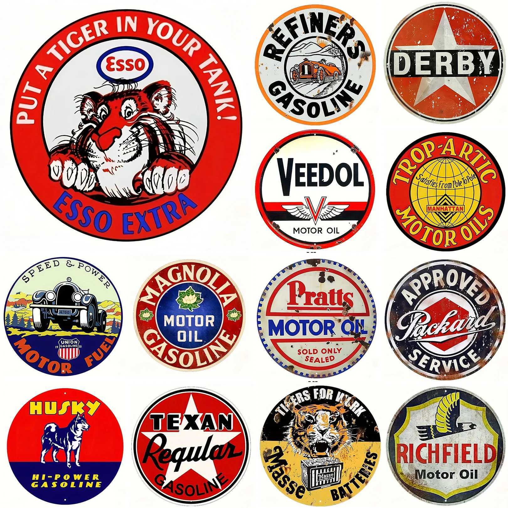Vintage Retro Motor Oil Gas Round Metal Tin Sign Rustic Decor Wall Art Posters Funny Iron Painting For Home Bar Pub Cafe GarageXJ250116