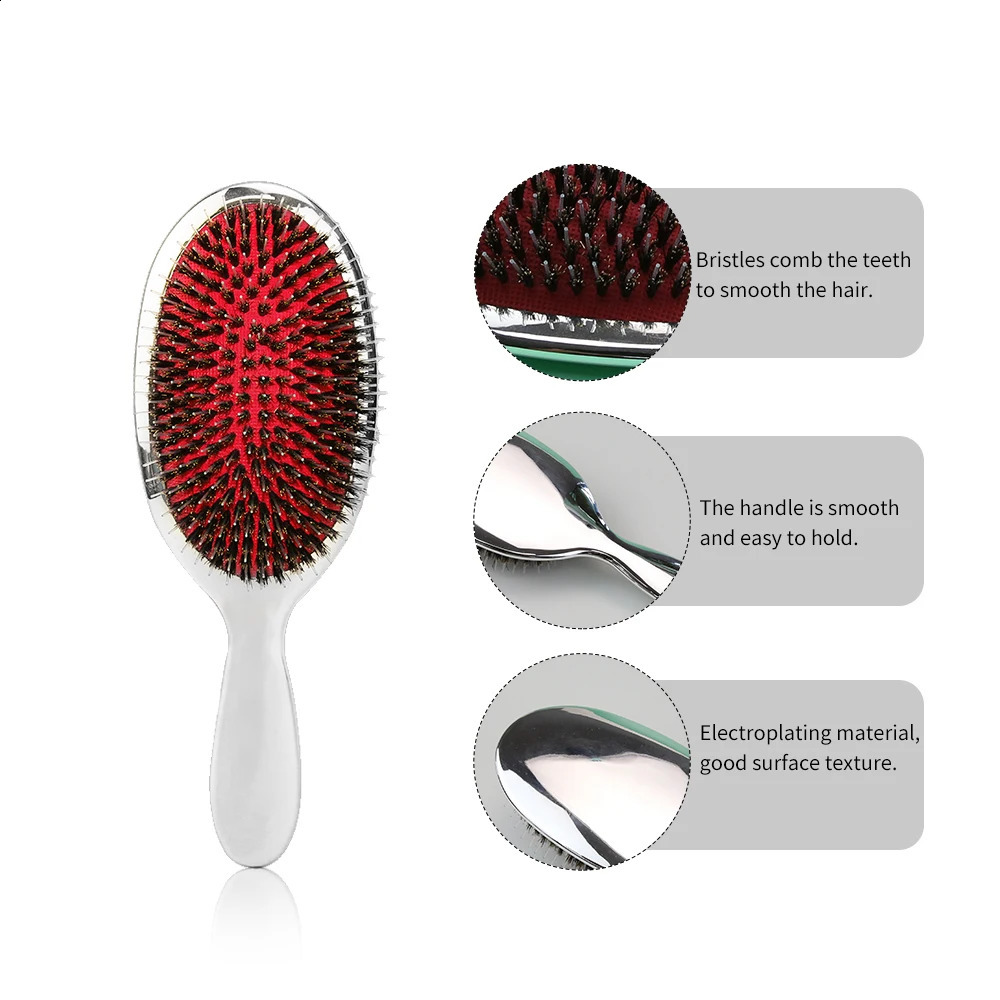 Color Boar Bristle Paddle Hair Brush Anti Static Hair Comb Hairdressing Massage Comb set with Cleaning comb accessory 250120