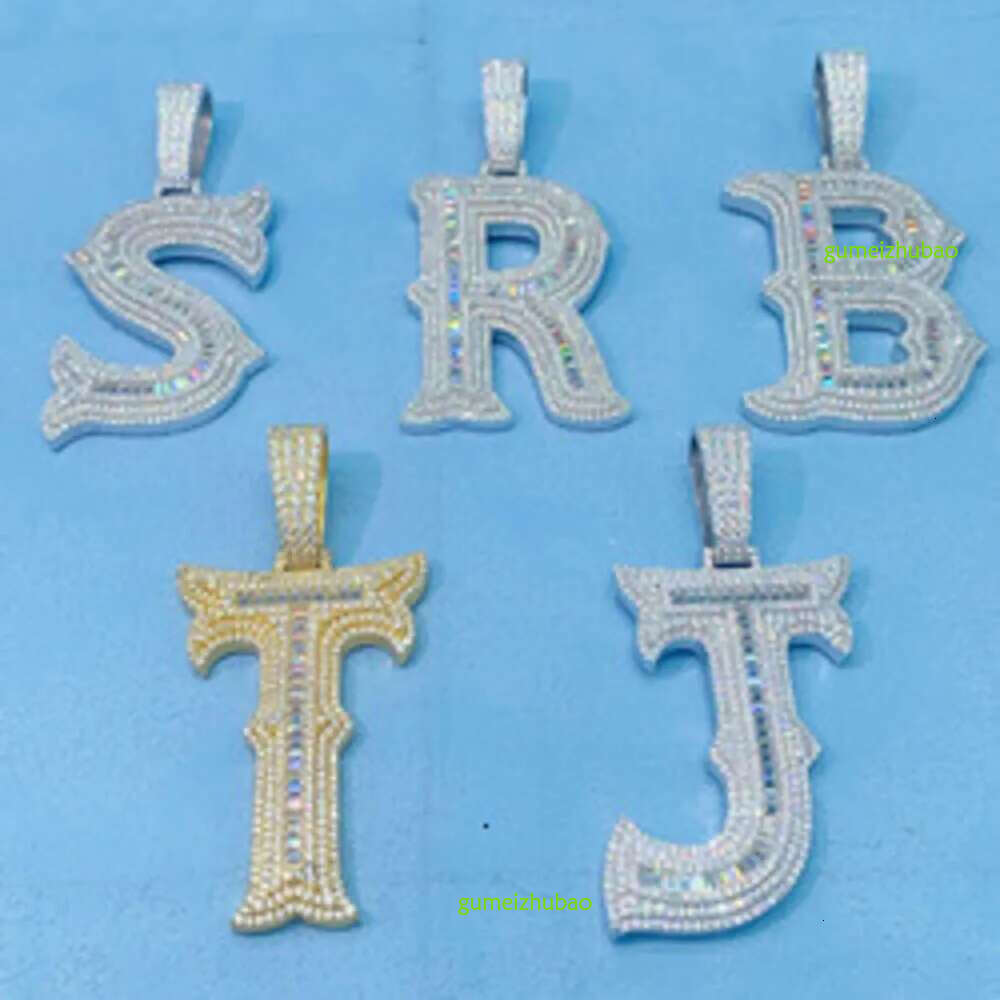 Sier Jewelry Hiphop Pendant A-Z initial letters custom moissanite iced out pendant