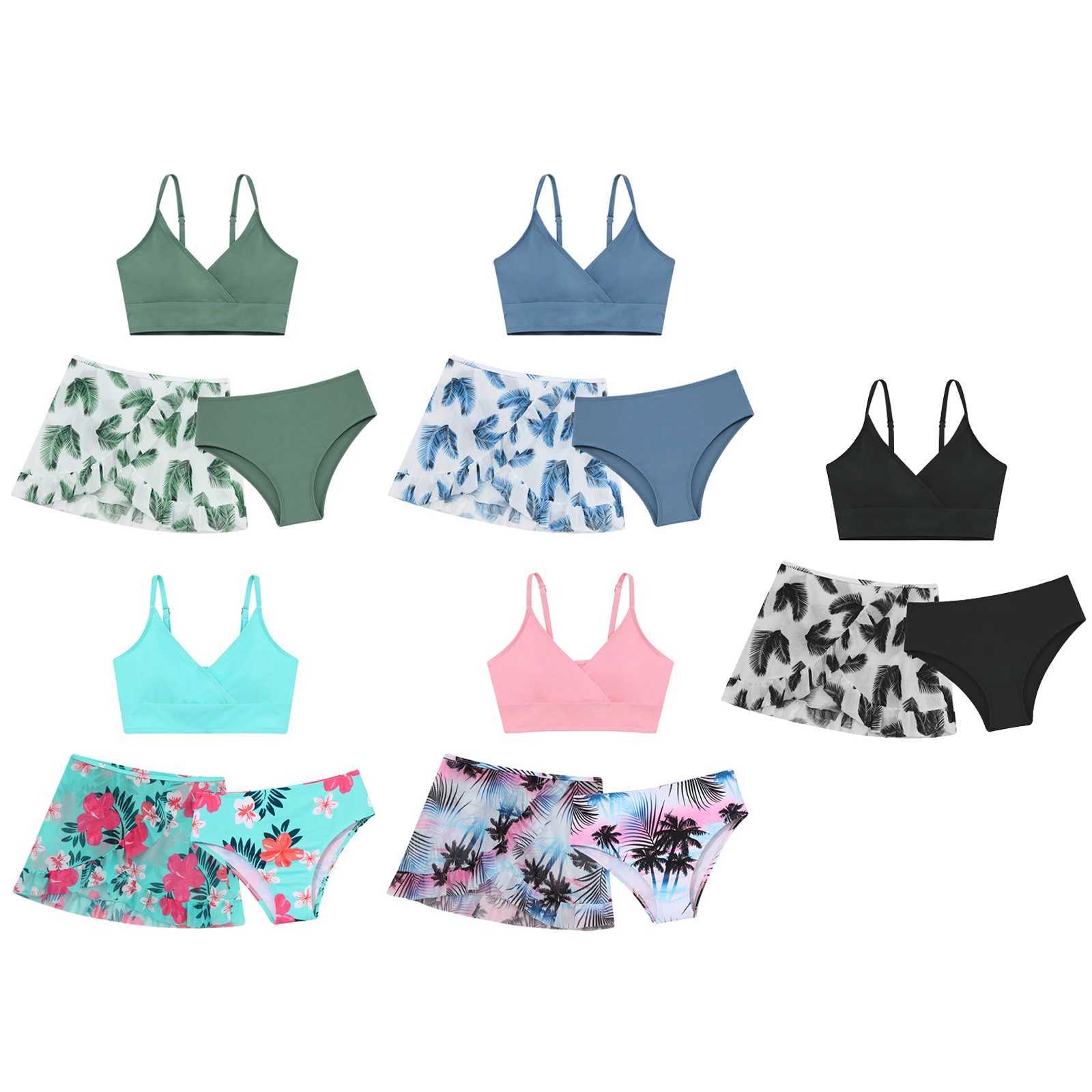 Kids Girls Swimsuit Bikini Set Bralette Girls Two-Piece Bathing Suits Volant Top Bikini Panties Swim Beachwear Tankini BeachwearXJ250117