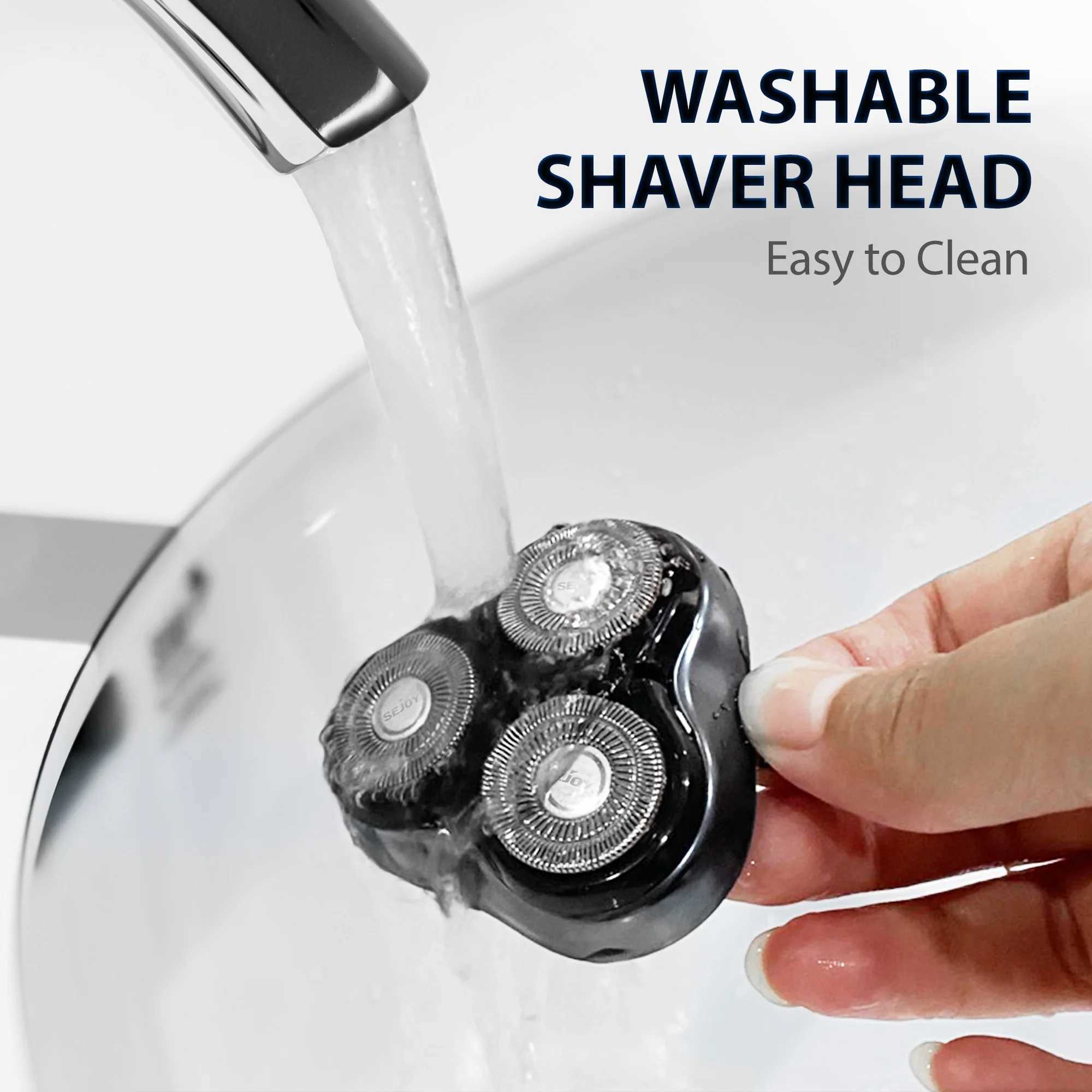 Sejoy 5W electric rotary shaver rechargeable hair trimmer with 3D floating 2-in-1 shaver beard trimmerW250117