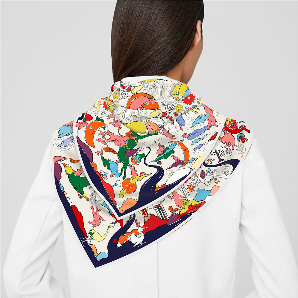 Summer Spring Twill Silk Scarf 90CM Hair Square Shawls Bag Belt Bandanas Tops Summer Decoration Foulard Femme 90cm Spring Accessories Mother Day Gift