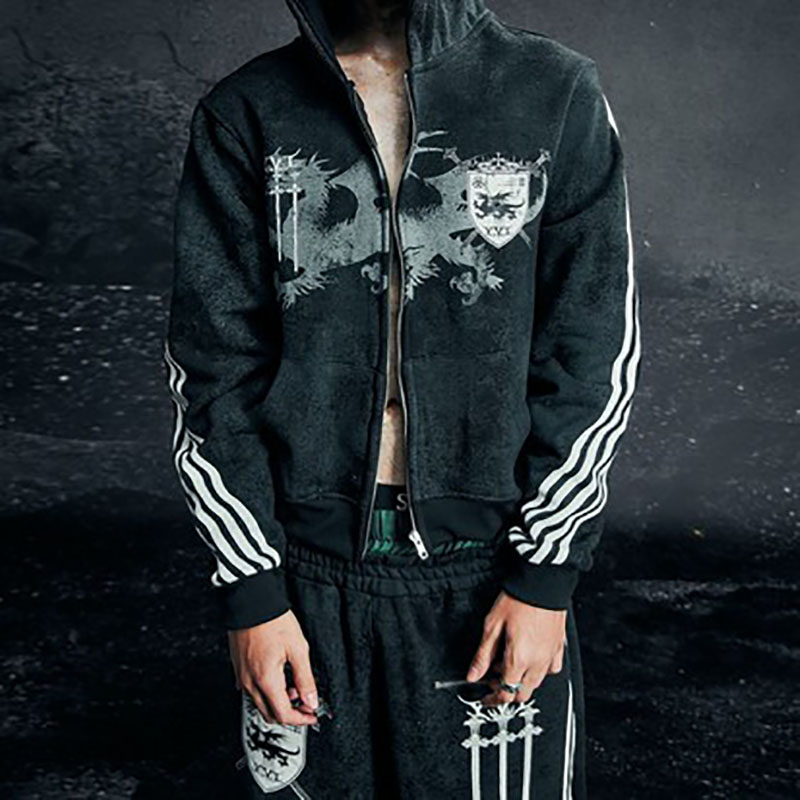 Men's Y2k Hoodies Applique Printed Harajuku Wind Trend Printed Men's and Women's Sweatshirt Sweatpants Set Mixed Cotton Fashion Long Sl