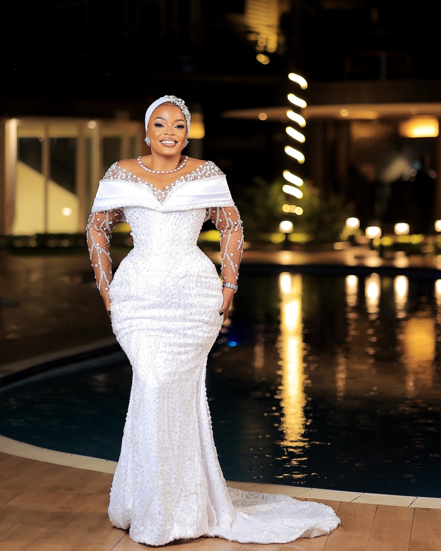 2025 Arabic Aso Ebi Plus Size Ivory Mermaid Wedding Dresses Sequined Lace Full Sleeves Sheer Neck Bridal Gowns Dress For Bride