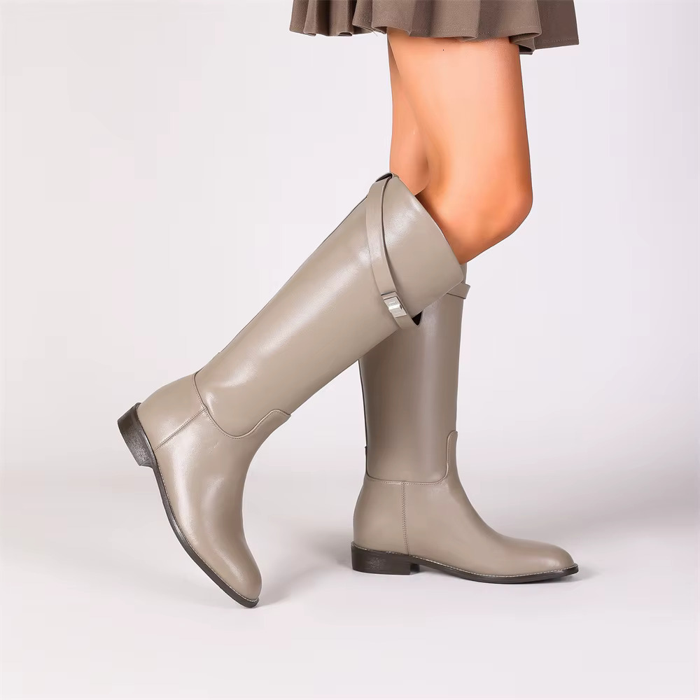 FEDONAS Ins Fashion Women Knee Genuine Leather Thick Heels Long Motorcycle Female High Warm Knight Boots