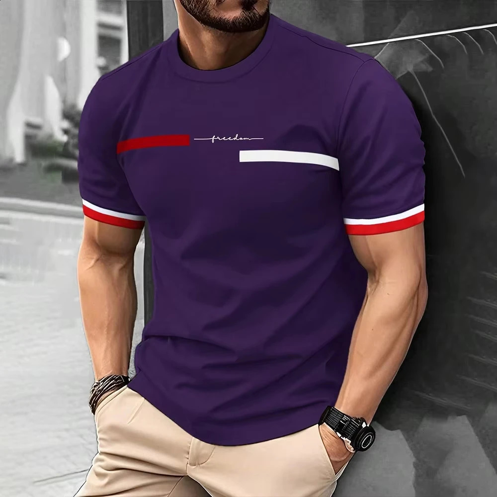 Fashion Summer 3D Stripe Letter Print Mens T Shirt Hip Hop Trend Harajuku Streetwear Casual Oneck Oversized Tshirts Men Tops 250121