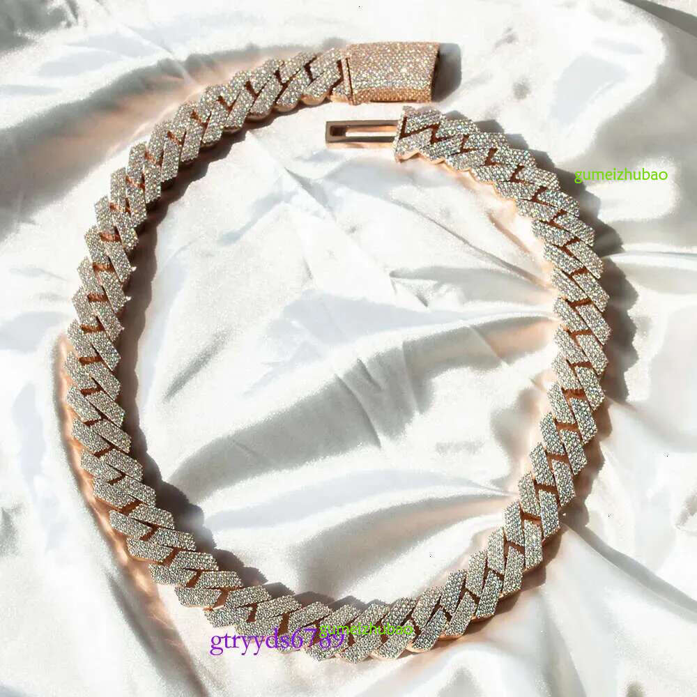 Kibo Custom Hip Hop Designer Necklace Jewelry Vvs Sterg Sier Def 20mm Dia Moissanite 14k Rose Plated Cuban k Chain