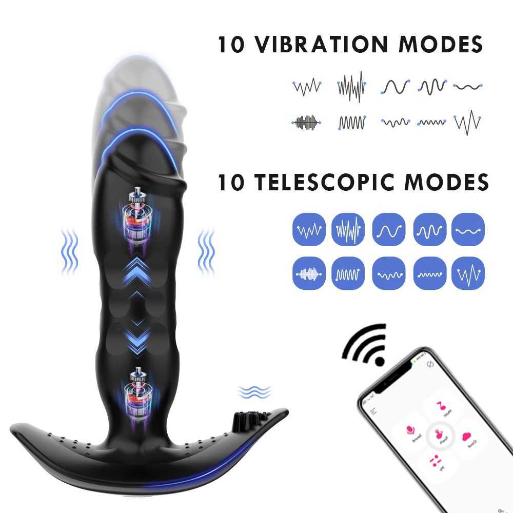 APP Bluetooth Control Telesic Anal Butt Plug Vibrator for Men Prostate Massager Vagina Dildo For Women Sex toys for Men GaysXJ250121