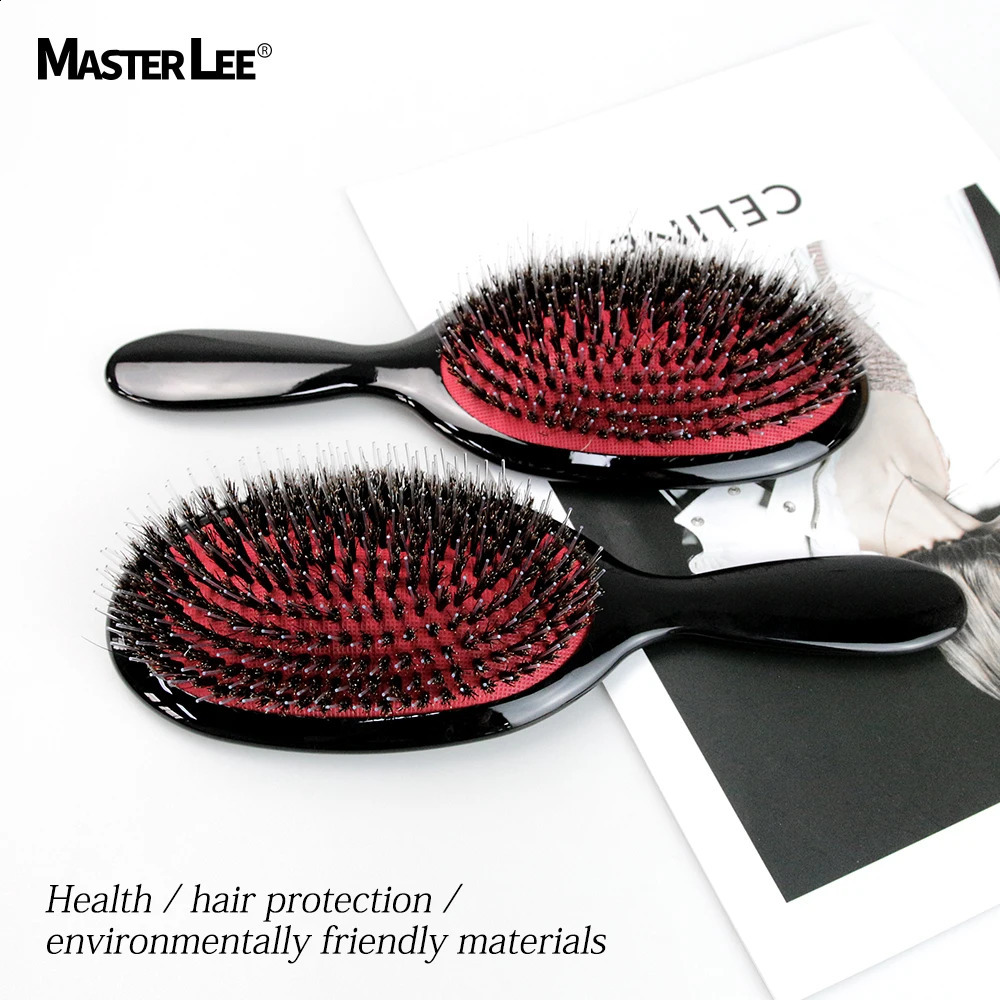 Color Boar Bristle Paddle Hair Brush Anti Static Hair Comb Hairdressing Massage Comb set with Cleaning comb accessory 250120