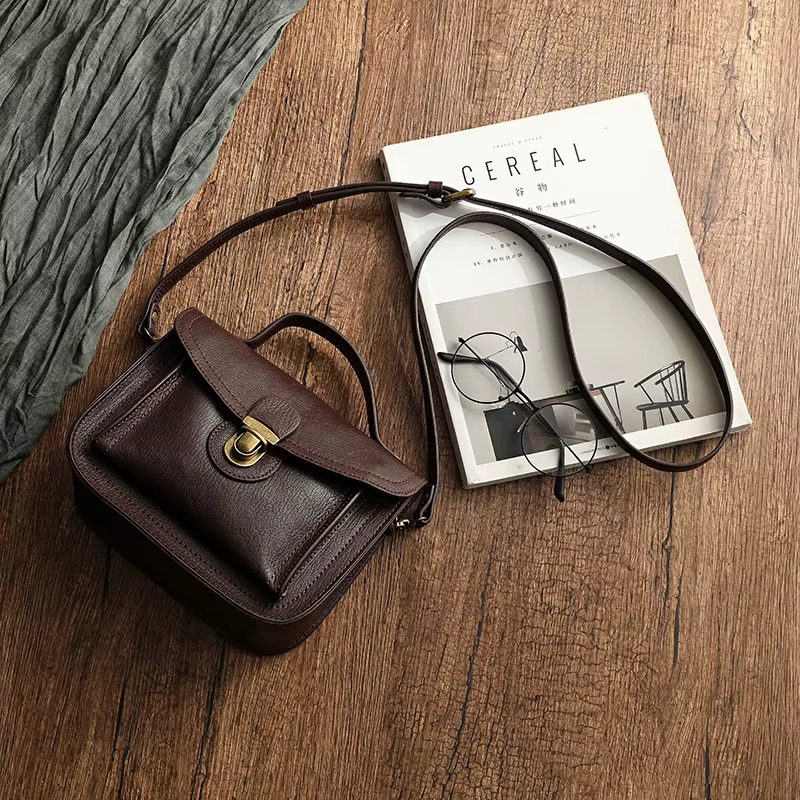 Style Full Grain Leather Messenger bag For Woman Lady Handbags Outdoor Shoulder Bag Anti Theft Female Totes Soft Cowskin
