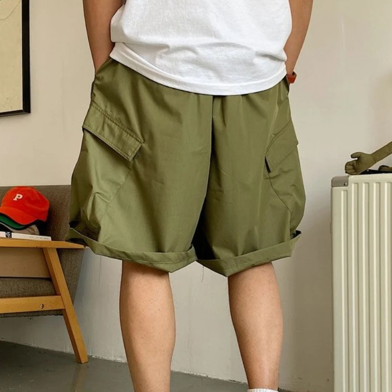 Summer Handsome Big Pocket Workwear Shorts Fashion Mens Large Size Causal Loose Hip-hop Thin Five-point Pants Male Clothes 250117