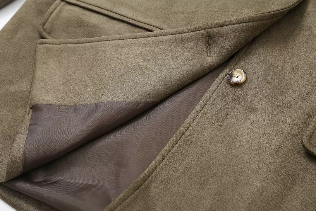 Women's Jackets Three color flip tie pocket long sleeved jacket