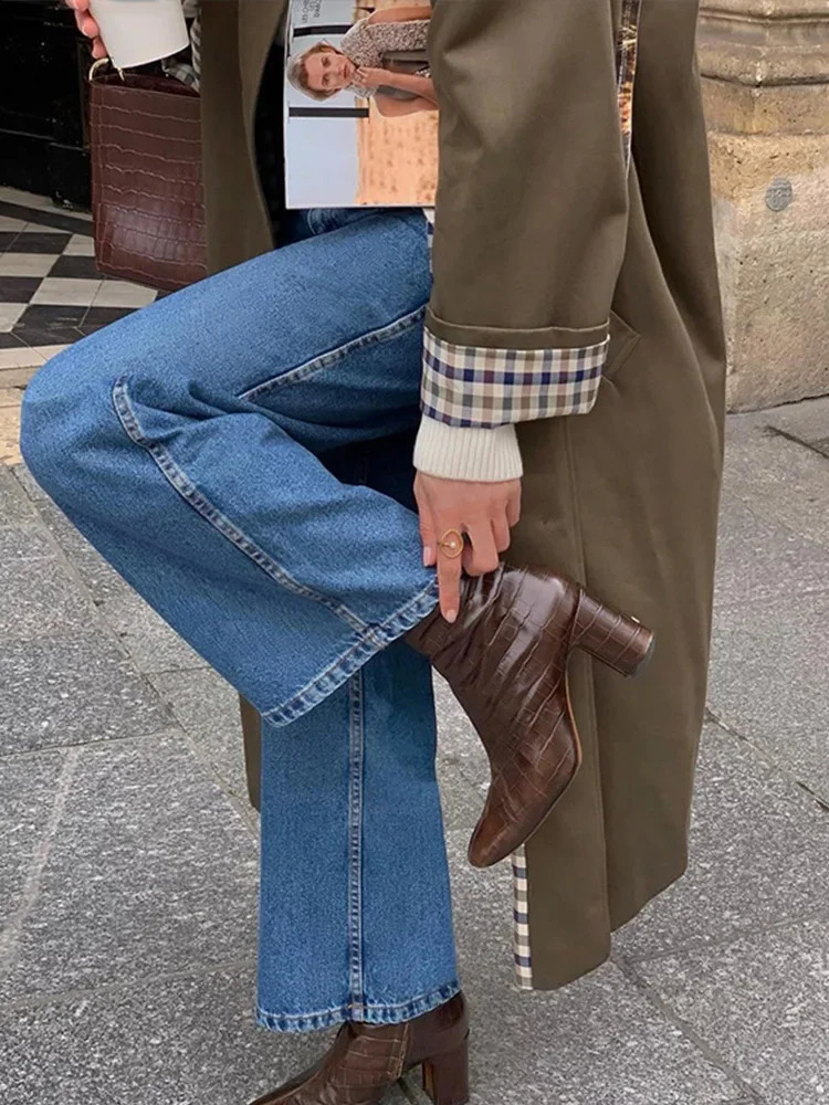 Elegant plain weave lapel long windproof womens fashionable single chest full set solid jacket 2025 spring womens high street jacket 250118