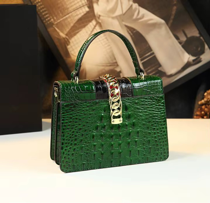 Fashion Brand Women's Handbags Genuine Leather Shoulder Crossbody Bag Crocodile Small Hard Square Portable Messenger Bags