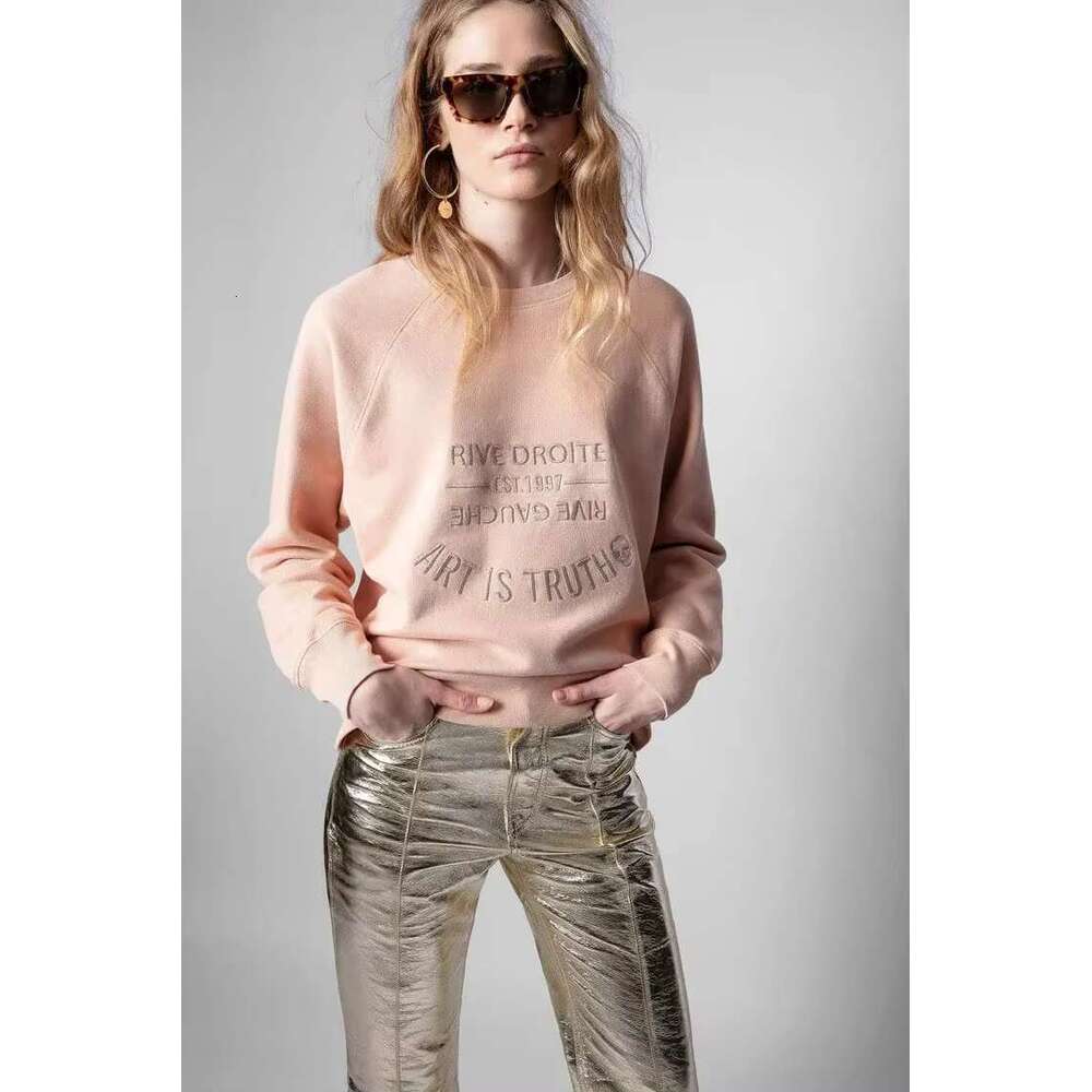 Autumn And Winter New French Niche ZV Classic Letter Embroidery Cotton Women's Embroidered Pullover Sweater Sweatshirt