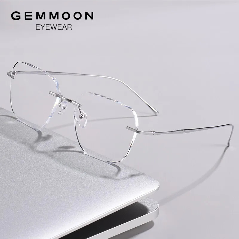 Rimless Glasses Myopia Mens High-end Ultra-light Frames Gold Wire Glasses 250120