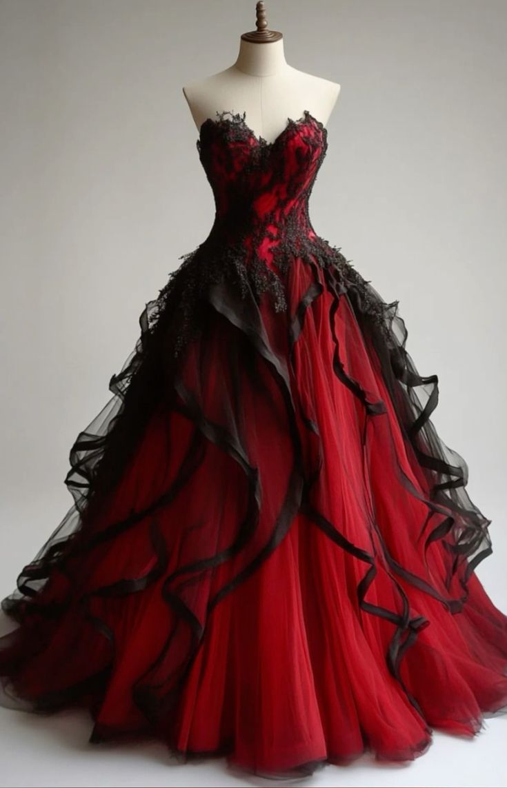 Vintage Red And Black Prom Dresses Ruffles A-Line Tulle Special Occasion Gown Lace Appliques Sweetheart Sleeveless Long Evening Dress For Women 2025