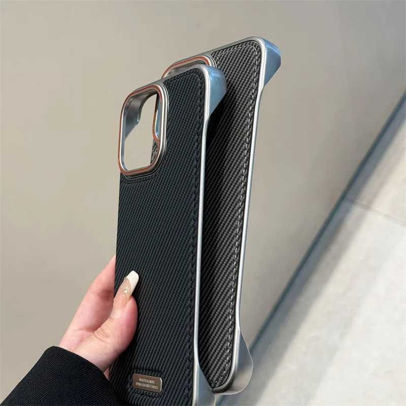 For iPhone 16 15 14 13 12 Pro Max Plus Luxury Magnetic PU Leather Borderless Phone Case Matte Striped Shockproof ProtectiveCover Z250122