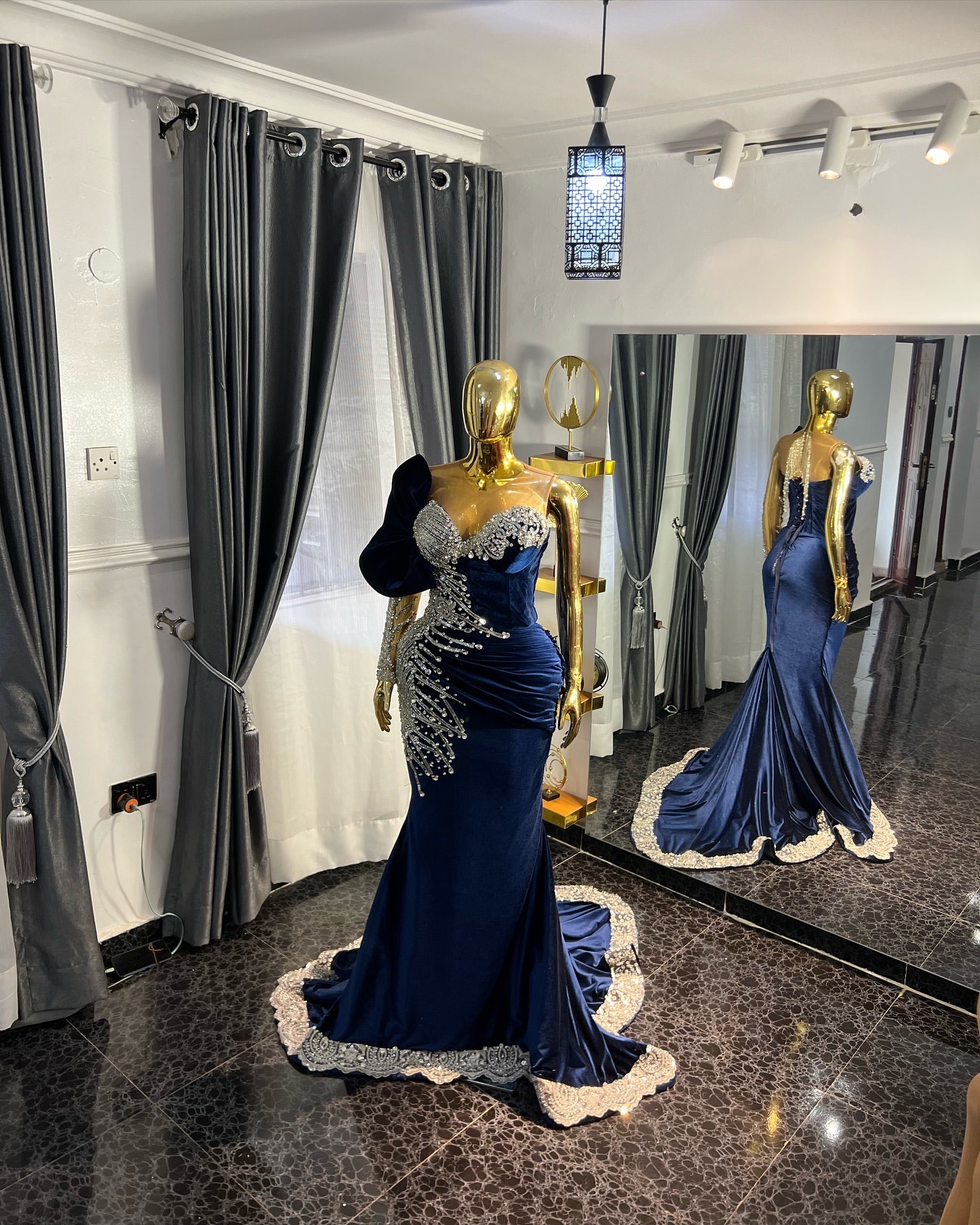 Aso Ebi Royal Blue Mermaid Prom Dresses 2025 Crystals Lace Veet Evening Formal Party Second Birthday Engagement Gowns Plus Size Dress For Special Ocns