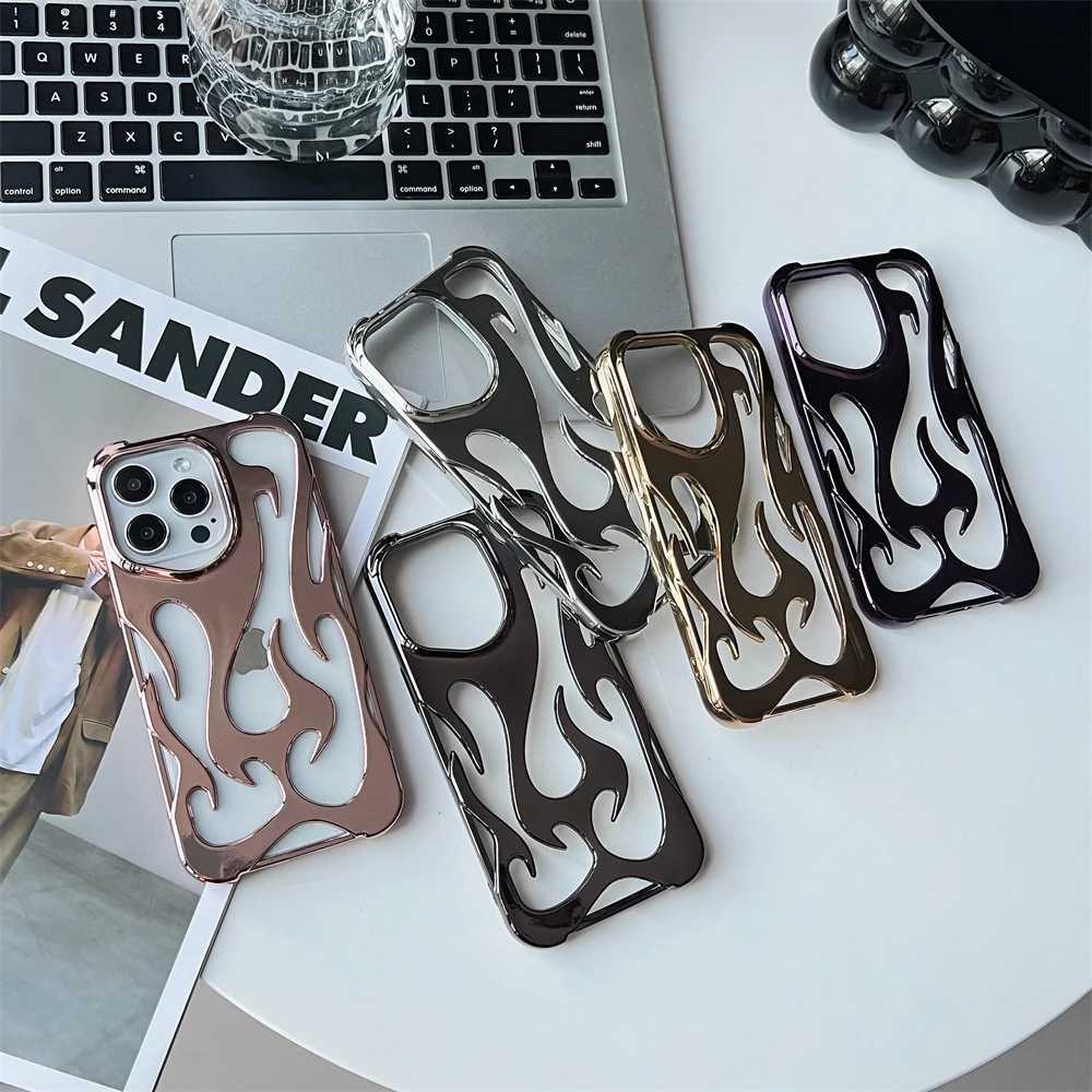 3D Flame pattern Phone Case for iPhone 16 14 12 11 13 15 ProMax 15 Plus Fashion Hollow Slim Shockproof Protective soft Cover Z250122