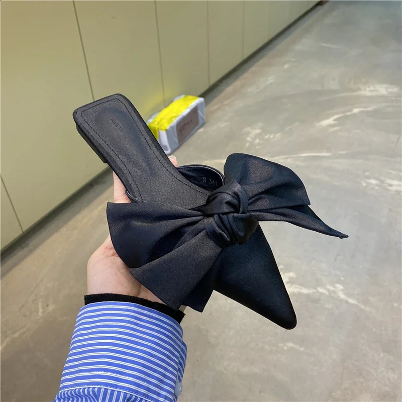 Fashion Women Slippers Pointed Toe Bowtie Woman Slipon Summer Ladies Shoes Sandals 250117BJ - view 5