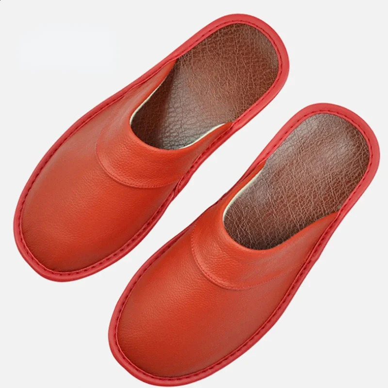 Indoor Leather Slippers Men Home Shoes Women Spring Autumn Style Flat Mules High Quality Unisex House Slippers 250122
