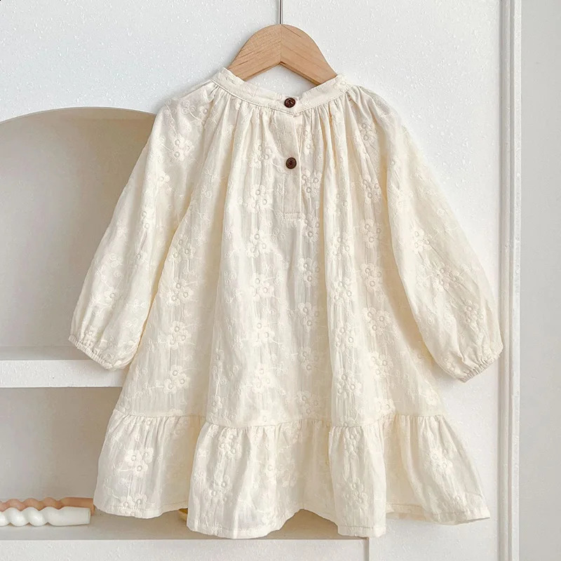 Spring Kids Baby Girls Long Sleeve Sweet Embroidery Princess Dress Autumn Kids Baby Girls Dress Children Clothes Dress 250120