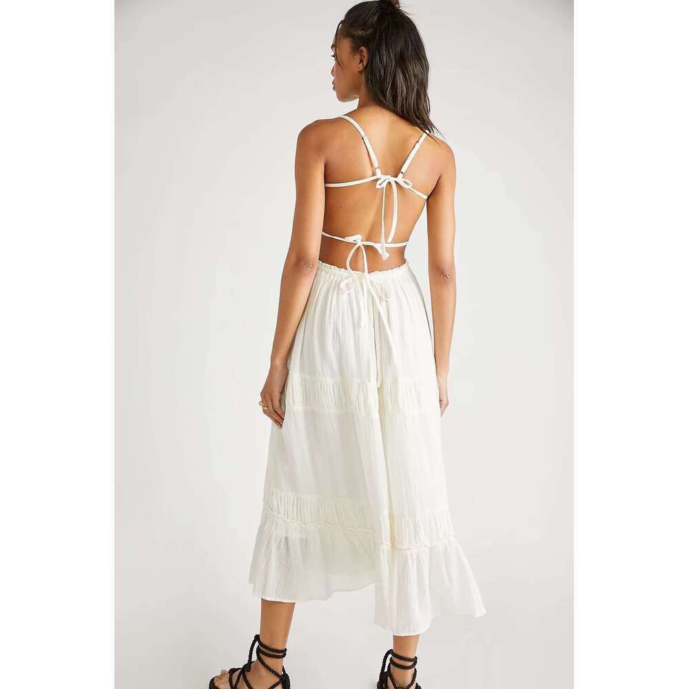 Canwedance Open Back Holiday Strapless Sexy Solid Color Rayon Maxi Dress Mujer Free Style Vestidos People Vacation Dresses