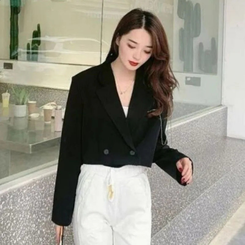 MEXZT Fashion JK Blazer Women Harajuku Spring Short Long Sleeve Solid Loose Top Elegant Korean Allmatch Button Chic Suit 250106